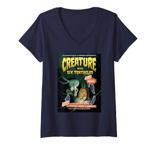 Damen Spongebob Squarepants Creature Six Tentacles T-Shirt mit V-Ausschnitt von SpongeBob SquarePants