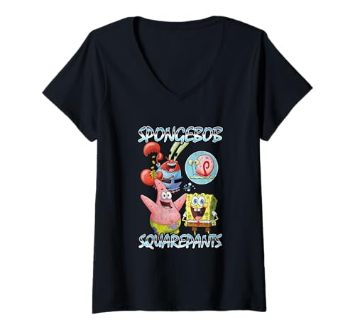 Damen Spongebob Squarepants Cutie Squad T-Shirt mit V-Ausschnitt von SpongeBob SquarePants