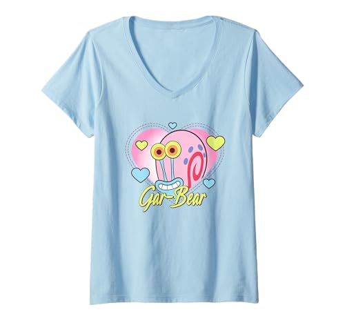 Damen Spongebob Squarepants Gary Gar-Bear T-Shirt mit V-Ausschnitt von SPONGEBOB SQUAREPANTS