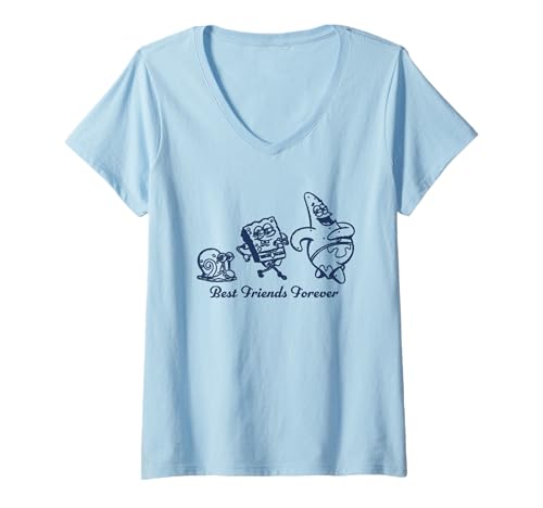Damen Spongebob Squarepants Gary Patrick Trio Forever T-Shirt mit V-Ausschnitt von SpongeBob SquarePants