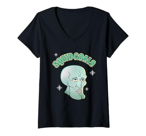 Damen Spongebob Squarepants Handsome Squidward T-Shirt mit V-Ausschnitt von SPONGEBOB SQUAREPANTS