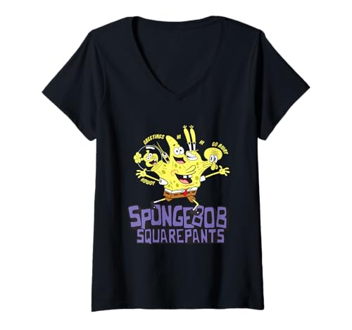 Damen Spongebob Squarepants Howdy Greetings Go Away T-Shirt mit V-Ausschnitt von SpongeBob SquarePants