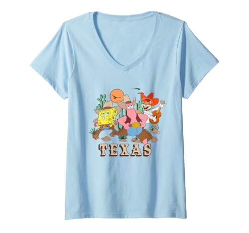 Damen Spongebob Squarepants Howdy Texas T-Shirt mit V-Ausschnitt von SpongeBob SquarePants