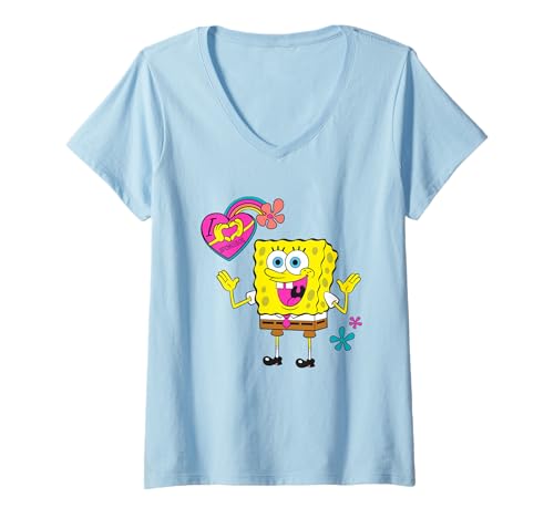 Damen Spongebob Squarepants I Love Spongebob T-Shirt mit V-Ausschnitt von SpongeBob SquarePants