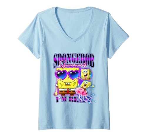 Damen Spongebob Squarepants I'm Ready Cool Neon T-Shirt mit V-Ausschnitt von SpongeBob SquarePants