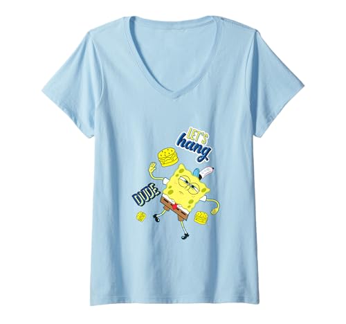 Damen Spongebob Squarepants Let's Hang Dude T-Shirt mit V-Ausschnitt von SPONGEBOB SQUAREPANTS