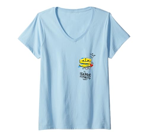 Damen Spongebob Squarepants Logo Hip Hop T-Shirt mit V-Ausschnitt von SpongeBob SquarePants
