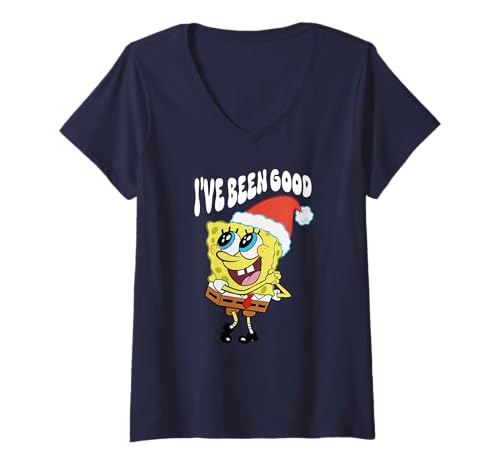 Damen Spongebob Squarepants Merry Christmas I've Been Good T-Shirt mit V-Ausschnitt von SpongeBob SquarePants