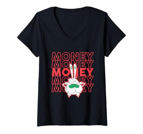 Damen Spongebob Squarepants Mr. Krabs Money T-Shirt mit V-Ausschnitt von SpongeBob SquarePants