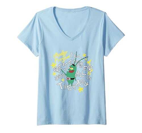 Damen Spongebob Squarepants Mr. Plankton Goodbye Everyone T-Shirt mit V-Ausschnitt von SPONGEBOB SQUAREPANTS