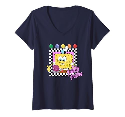 Damen Spongebob Squarepants Pretty Patties T-Shirt mit V-Ausschnitt von SpongeBob SquarePants
