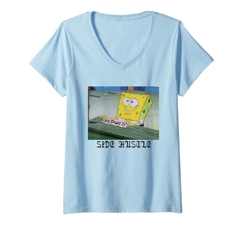 Damen Spongebob Squarepants Side Hustle T-Shirt mit V-Ausschnitt von SpongeBob SquarePants