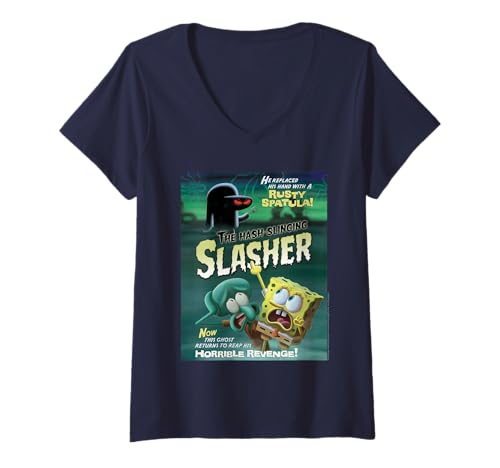 Damen Spongebob Squarepants Slasher T-Shirt mit V-Ausschnitt von SPONGEBOB SQUAREPANTS