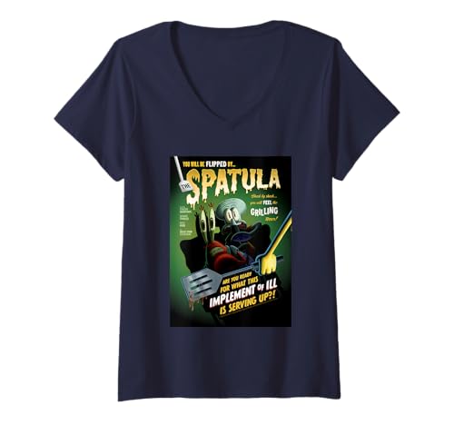 Damen Spongebob Squarepants Spatula T-Shirt mit V-Ausschnitt von SpongeBob SquarePants