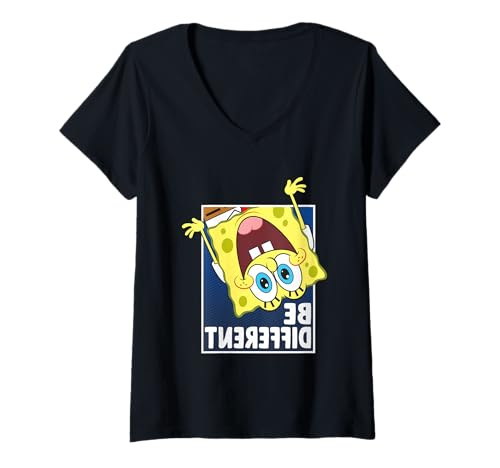 Damen Spongebob Squarepants Spongebob Be Different T-Shirt mit V-Ausschnitt von SPONGEBOB SQUAREPANTS