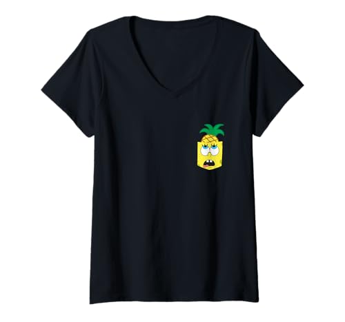 Damen Spongebob Squarepants Spongebob Pineapple Head T-Shirt mit V-Ausschnitt von SpongeBob SquarePants