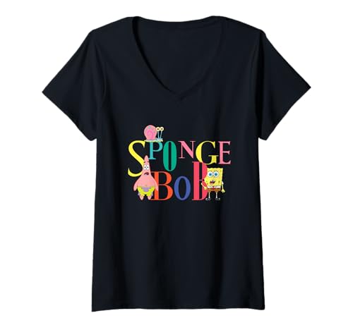 Damen Spongebob Squarepants Spongebob and Patrick Shock T-Shirt mit V-Ausschnitt von SpongeBob SquarePants