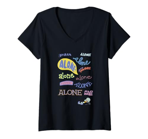 Damen Spongebob Squarepants Squidward Alone T-Shirt mit V-Ausschnitt von SpongeBob SquarePants