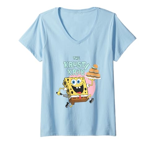 Damen Spongebob Squarepants The Krasty Krab T-Shirt mit V-Ausschnitt von SpongeBob SquarePants