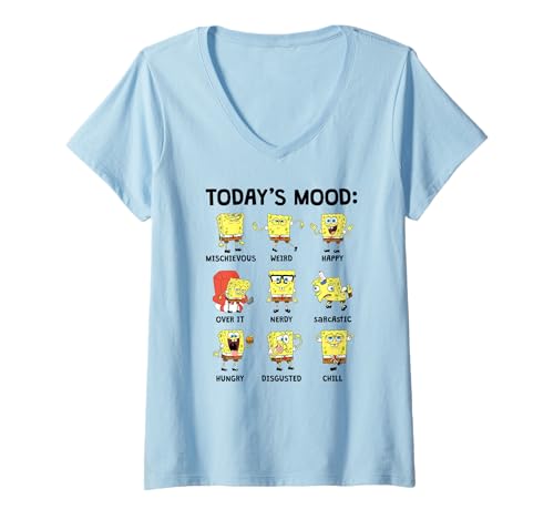 Damen Spongebob Squarepants Today's Mood Chart T-Shirt mit V-Ausschnitt von SpongeBob SquarePants