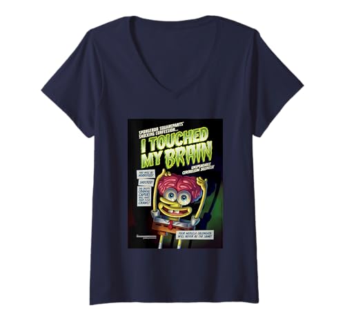 Damen Spongebob Squarepants Touched My Brain T-Shirt mit V-Ausschnitt von SpongeBob SquarePants