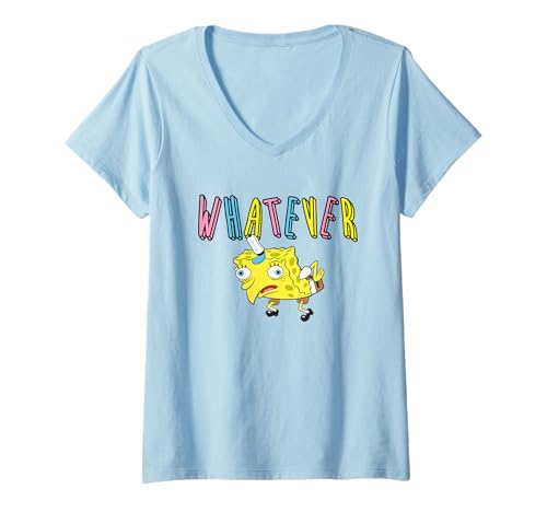 Damen Spongebob Squarepants Whatever Funny T-Shirt mit V-Ausschnitt von SpongeBob SquarePants
