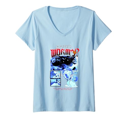 Damen Spongebob Squarepants Where's Wormy Scene T-Shirt mit V-Ausschnitt von SpongeBob SquarePants