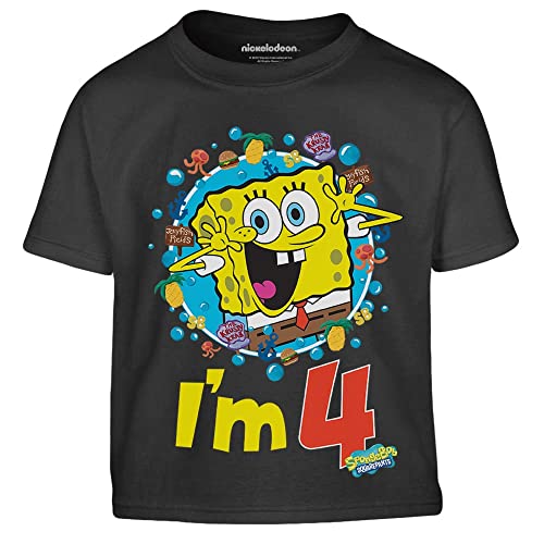 SpongeBob Jungen Tshirt I'm 4 Squarepants Ich Bin 4 Kinder T-Shirt Junge 104 Schwarz von Shirtgeil