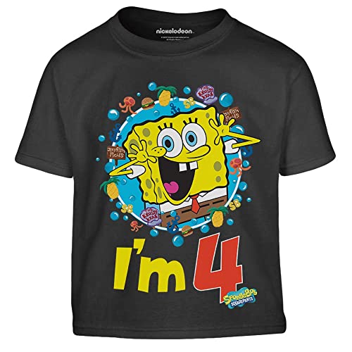 spongebob Jungen Tshirt I'm 4 Squarepants Ich Bin 4 Kinder T-Shirt Junge 128 Schwarz von Shirtgeil