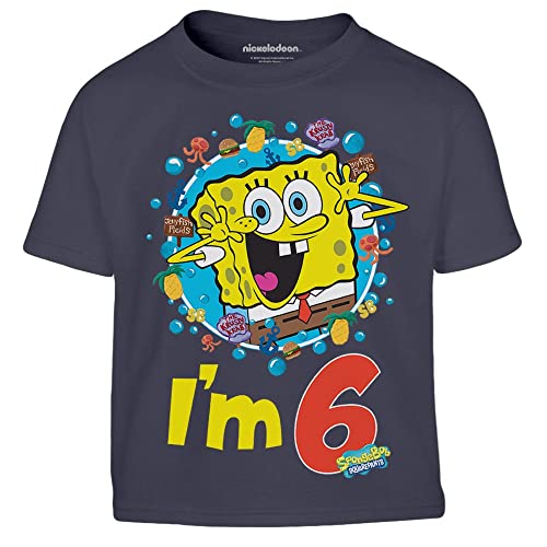 SpongeBob Jungen Tshirt I'm 6 Squarepants Ich Bin 6 Kinder T-Shirt Junge 128 Marineblau von Shirtgeil