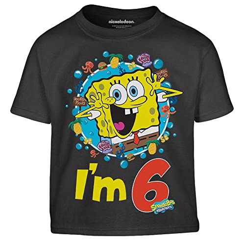 spongebob Jungen Tshirt I'm 6 Squarepants Ich Bin 6 Kinder T-Shirt Junge 128 Schwarz von Shirtgeil