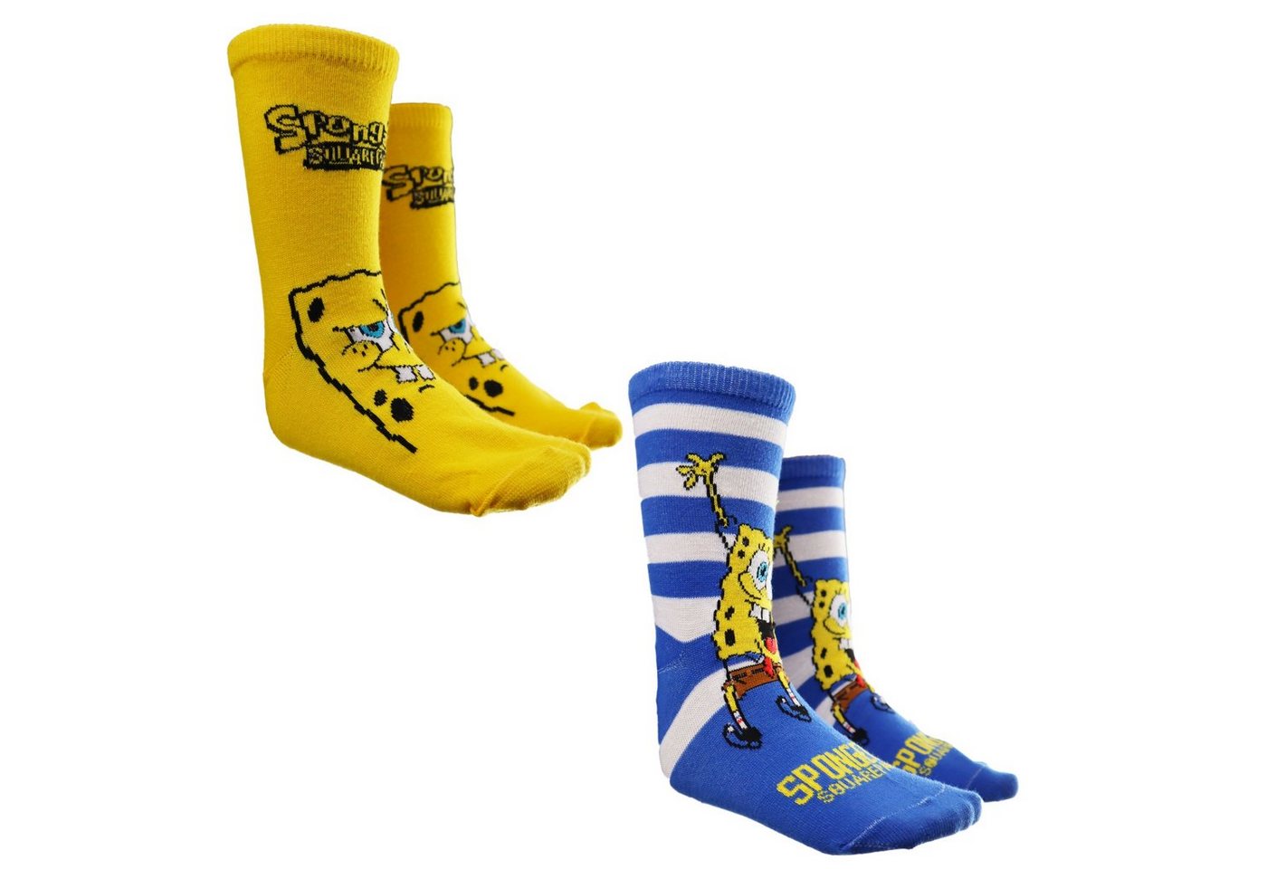 Spongebob Schwammkopf Langsocken Spongebob Schwammkopf lange Kinder Socken 2er Pack Gr. 23 bis 34 von Spongebob Schwammkopf