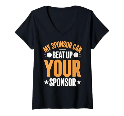 Damen My Sponsor Can Beat Up Your Sponsor T-Shirt mit V-Ausschnitt von Sponsor Sponsoring Sponsoring stolz Sucht