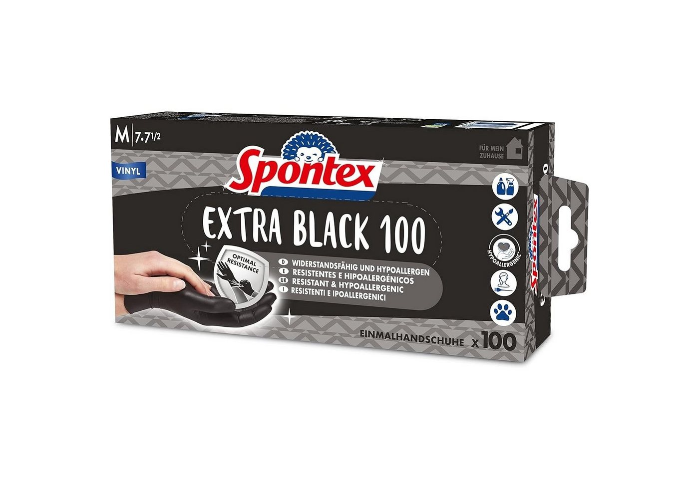 SPONTEX Einweghandschuhe Spontex VINYL Extra Black Arbeitshandschuhe Einweghandschuhe Einmalhan von SPONTEX