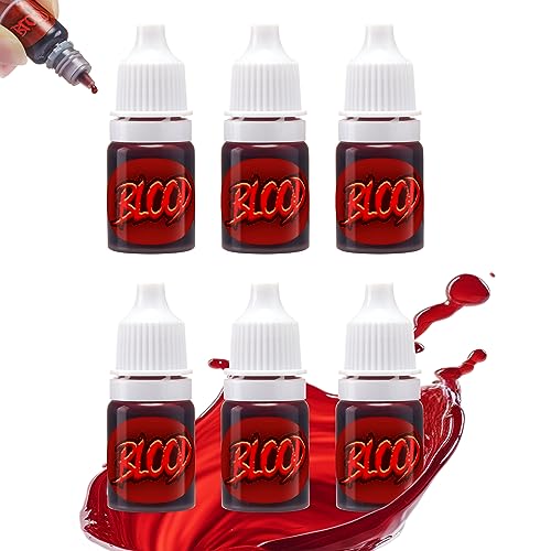 Spooktacular Creations 6 Mini-Flaschen Fake Halloween Vampir Blut Fake Blood Bühnenblut Schminke Kunstblut Fakeblut, Zombie, Vampir und Monster Make-up von Spooktacular Creations
