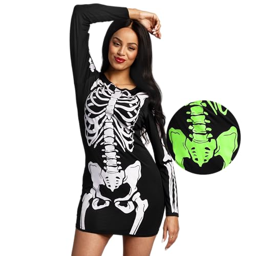 Spooktacular Creations Frauen schwarzes Skelett im dunklen Kleid Kostüm für Adult Halloween Dress Up Party Cosplay von Spooktacular Creations