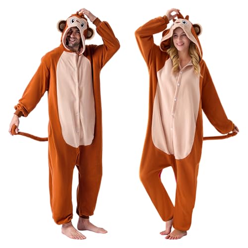 Spooktacular Creations Unisex Erwachsene Pyjama Plüsch Jumpsuit EIN Stück AFFE Tier Kostüm (Small) von Spooktacular Creations