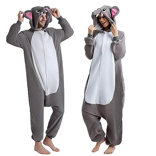 Spooktacular Creations Unisex Tier Kostüm Stitch Jumpsuit Jumpsuit für Erwachsene Damen Herren, Elefant Schlafanzug Einteiler Cosplay Karneval Party von Spooktacular Creations