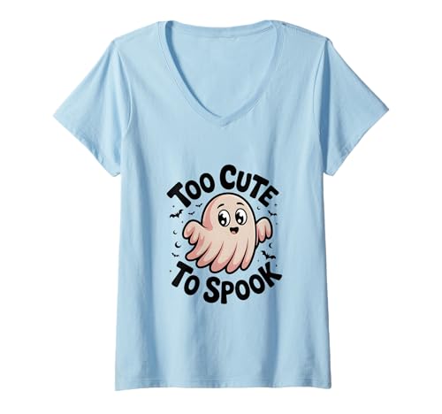 Damen Zu süß, um zu gruseln, Bezaubernder Halloween-Spaß mit Geistern T-Shirt mit V-Ausschnitt von Spooktacular Ghostly Designs for Halloween Lovers