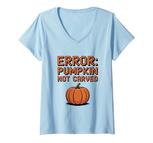 Damen Fehler: Kürbis Nicht geschnitzt lustiges Halloween-Kostüm T-Shirt mit V-Ausschnitt Damen Fehler: Kürbis Nicht geschnitzt lustiges Halloween-Kostüm T-Shirt mit V-Ausschnitt von Spooktacular Pumpkin Designs for Halloween Lovers