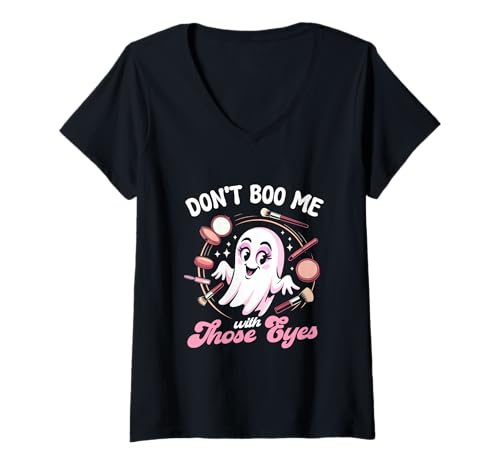 Damen Lustiger Halloween-Nagelkünstler „Don't Boo Me with Those Eyes“ T-Shirt mit V-Ausschnitt Damen Lustiger Halloween-Nagelkünstler „Don't Boo Me with Those Eyes“ T-Shirt mit V-Ausschnitt von Spooky Apparel Nail Artists Makeup Lovers