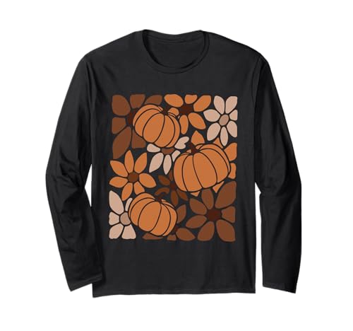 Herbst Kürbisse Herbst Blumen Erntezeit Retro Boho Damen Langarmshirt Herbst Kürbisse Herbst Blumen Erntezeit Retro Boho Damen Langarmshirt von Spooky Autumn Pumpkins Ghosts Witches Retro Shirts
