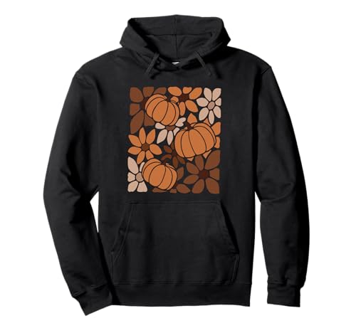 Herbst Kürbisse Herbst Blumen Erntezeit Retro Boho Damen Pullover Hoodie von Spooky Autumn Pumpkins Ghosts Witches Retro Shirts