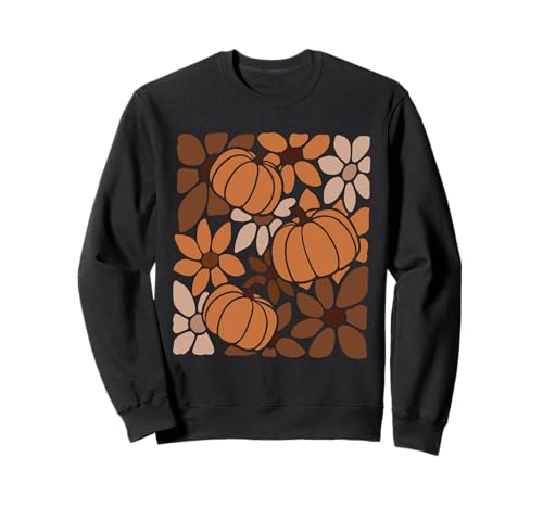 Herbst Kürbisse Herbst Blumen Erntezeit Retro Boho Damen Sweatshirt von Spooky Autumn Pumpkins Ghosts Witches Retro Shirts