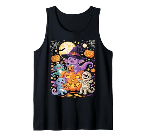 Cute Axolotl Jack O Lantern Halloween Costumes Boys Girls Tank Top von Spooky Axolotl Halloween Costume Tee Kids