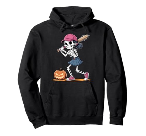 Skelett Mädchen Baseball Halloween Kürbis Kostüm Pullover Hoodie Skelett Mädchen Baseball Halloween Kürbis Kostüm Pullover Hoodie von Spooky Baseball Halloween Apparel