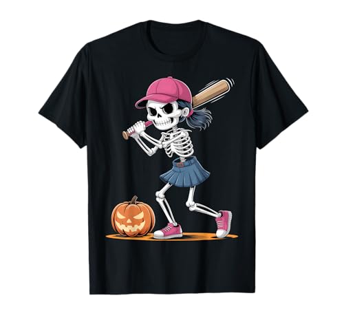 Skelett Mädchen Baseball Halloween Kürbis Kostüm T-Shirt Skelett Mädchen Baseball Halloween Kürbis Kostüm T-Shirt von Spooky Baseball Halloween Apparel