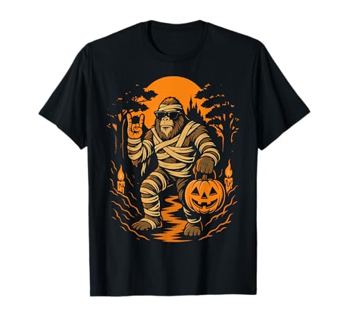Lustiges Jack O Laterne Mummy Bigfoot Halloween Kostüme Herren T-Shirt von Spooky Bigfoot Pumpkin Mummy Halloween Costume Tee