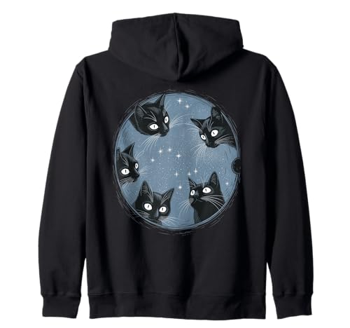 Gruselige Schwarze Katzen Halloween Nacht Kätzchen Frauen Männer Mädchen Kapuzenjacke von Spooky Black Cats Eerie Cozy Night Cat Lovers