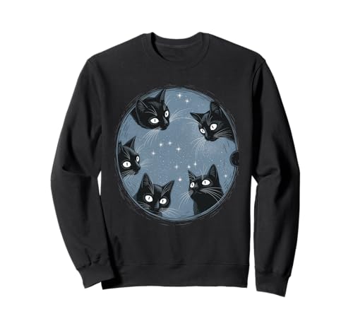 Gruselige Schwarze Katzen Halloween Nacht Kätzchen Frauen Männer Mädchen Sweatshirt von Spooky Black Cats Eerie Cozy Night Cat Lovers